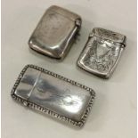 A group of three silver vesta cases. Various dates