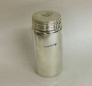 A good Edwardian silver cylindrical box with lift-