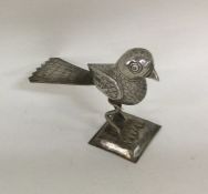 An unusual Continental silver figure of a bird on