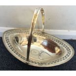 A good Georgian silver oval boat shaped basket wit