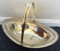 A good Georgian silver oval boat shaped basket wit