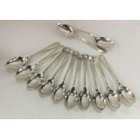 Two sets of six silver teaspoons. Various dates an