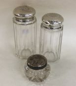 Two silver mounted glass scent bottles. Various da