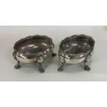 A good pair of oval Georgian silver salts. London.