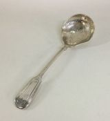 EXETER: A bright cut silver spoon decorated with f