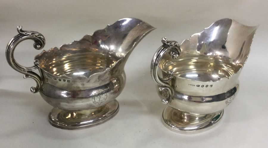 A good pair of crested silver sauce boats with car - Image 2 of 2