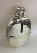 A good large silver hip flask with hinged top and