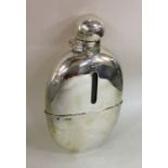 A good large silver hip flask with hinged top and