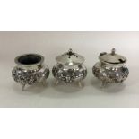 A good Chinese silver three piece christening set