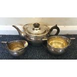 A good Edwardian silver three piece tea service wi
