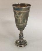 A small tapering silver Kiddush cup. Chester. Appr