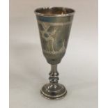 A small tapering silver Kiddush cup. Chester. Appr