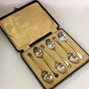 A cased set of six OE pattern silver teaspoons. Bi