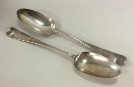 A pair of George II OE pattern dessert spoons. App