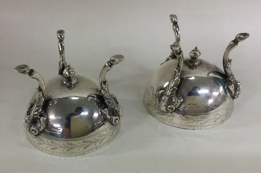 A good pair of unusual silver salts with ram's hea - Image 2 of 2