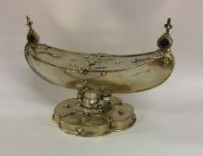 An unusual silver gilt incense burner of Gothic de