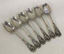 A heavy set of six Victorian silver spoons with ca