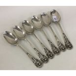 A heavy set of six Victorian silver spoons with ca