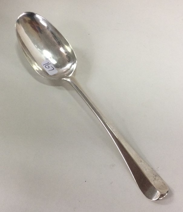 A rat tail and Hanoverian pattern silver spoon. Lo