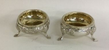 A good pair of Victorian chased silver salts with