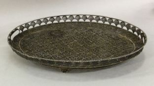 A good quality filigree silver tray with beaded ri