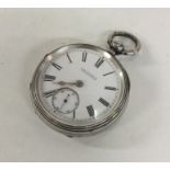 A large gent's silver pocket watch with white enam