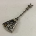 A heavy Dutch silver preserve spoon mounted with a