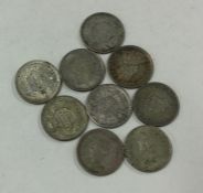 8 x George VI 1/4 Rupees together with 1 x George