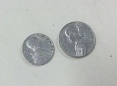 2 x Vatican City coins dated 1953.