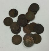 23 x 1/4 Anna coins of various dates.