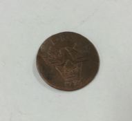 An unknown copper coin dated 1724.