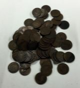 A bank bag of 1/12 Anna coins of various dates.