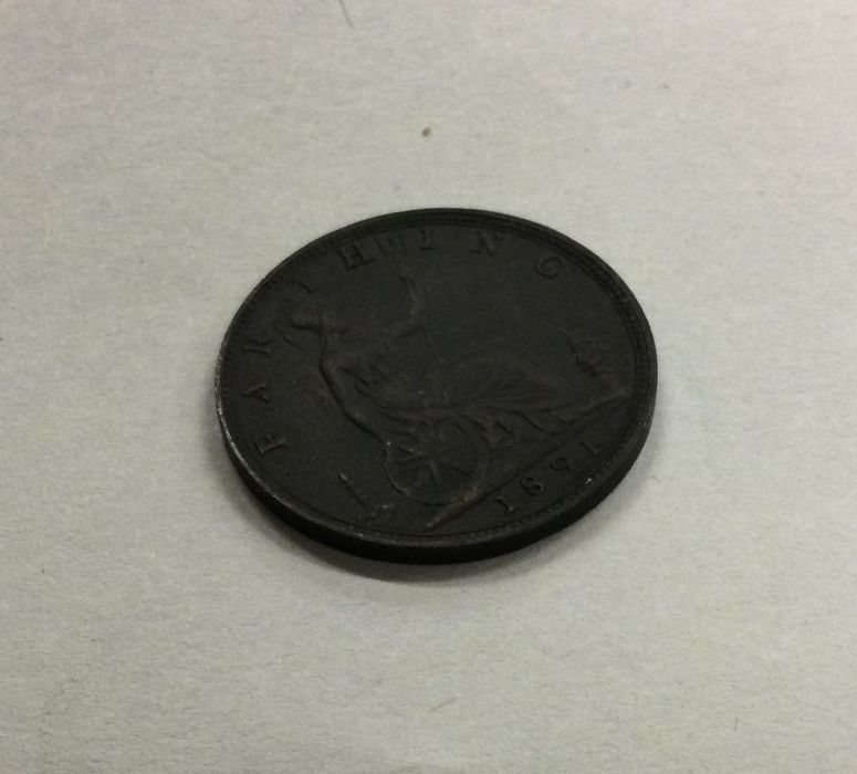 A good Victorian Farthing dated 1891. - Image 2 of 2