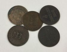 A selection of Guernsey 4 Double coins dated 1864;