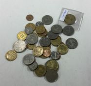 A bag of Israeli coins.