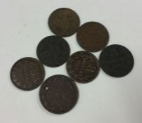 7 x Guernsey 8 Doubles coins dated 1834 - 1893.