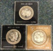 3 x Isle of Man Crown coins.