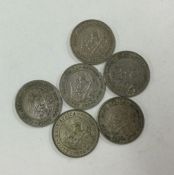 6 x East Africa Half Shillings dated 1921 / 1956.