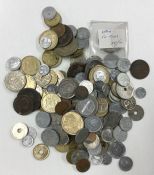 A bag of mixed Spanish coins.
