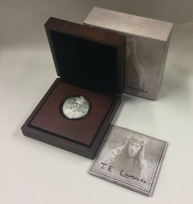 A boxed New Zealand Mint 'T. E. Lawrence' 1 oz Pro