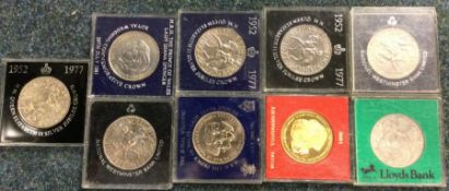 9 x cased Crown coins.
