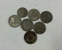 Straits Settlement coins comprising 6 x George V a