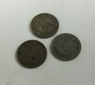 Three old Italian 20 Centesimi dated as follows: 1