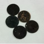 5 x Queen Victoria Half Pennies.