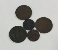 2 x East India Company 1/2 Anna coins together wit