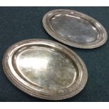 A rare pair of large oval silver meat dishes. Lond