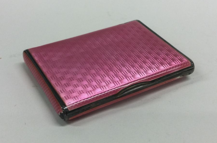 A Continental silver and pink enamelled snuff box