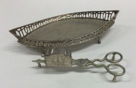 A rare pair of Georgian style silver candle snuffe