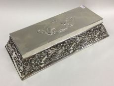 A large rectangular silver jewellery box of stylis