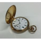 A gent's gold plated pocket watch with white ename